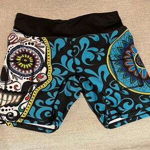 INKnBURN Black and Blue Patterned Women's Athletic Shorts